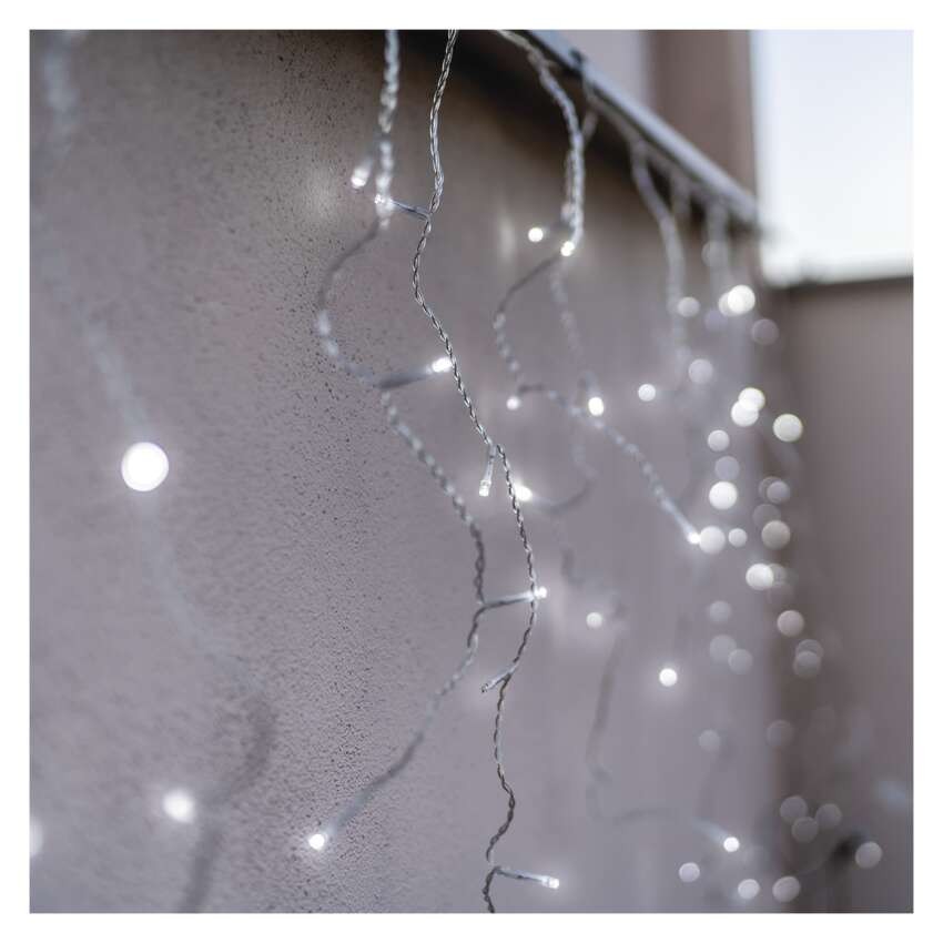 Standartinė LED jungiamoji girlianda, mirksinti – varvekliai, 2,5 m, lauko, šaltai balta