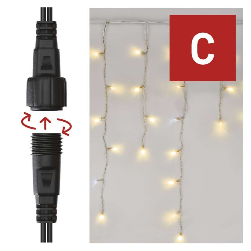 Standard LED spojovací řetěz blikající – rampouchy, 2,5 m, venkovní, teplá/studená bílá