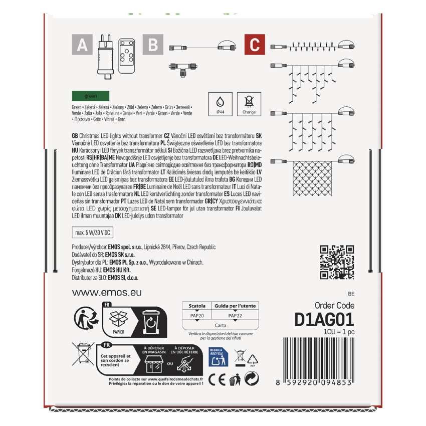 Standard LED sorolható karácsonyi füzér, 10 m, kültéri és beltéri, zöld