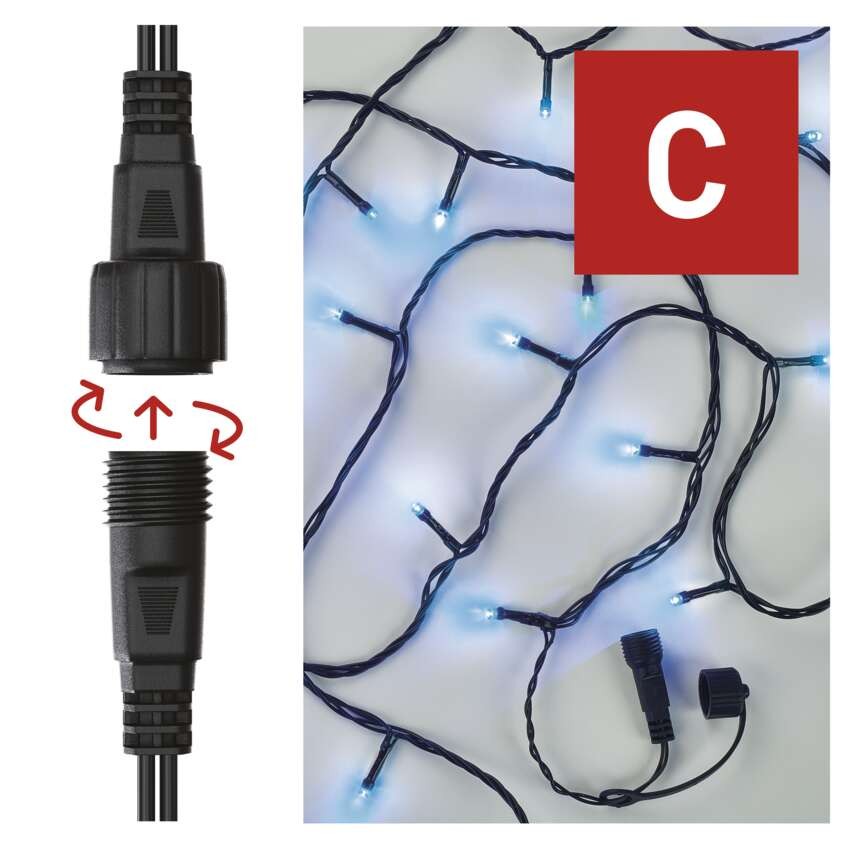 Standartinė LED jungiamoji girlianda, 10 m, lauko ir vidaus, mėlyna