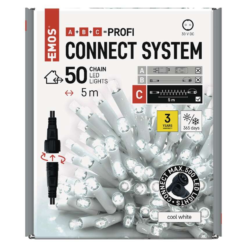 Profi LED Verbindungskette weiß, 5 m, Außen/Innen, Kaltweiß