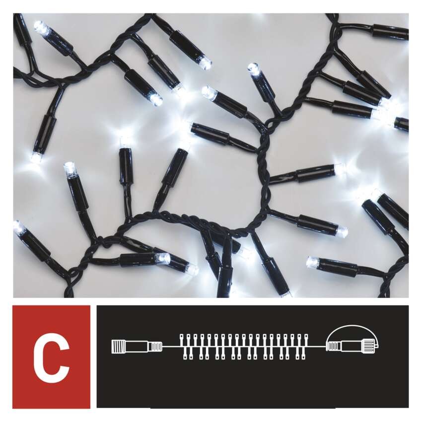 Profi LED Verbindungskette schwarz, 3 m, Außen/Innen, Kaltweiß