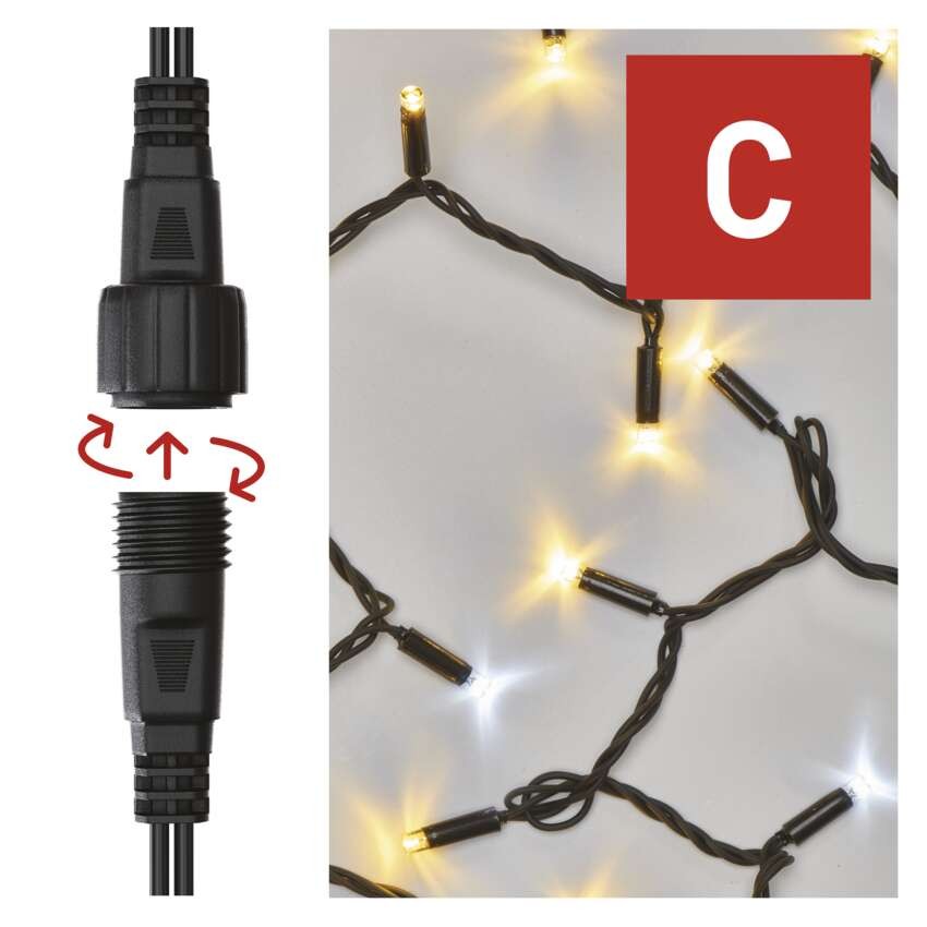 Profi LED Verbindungskette blinkend, 10 m, Außen, warmweiß/Kaltweiß