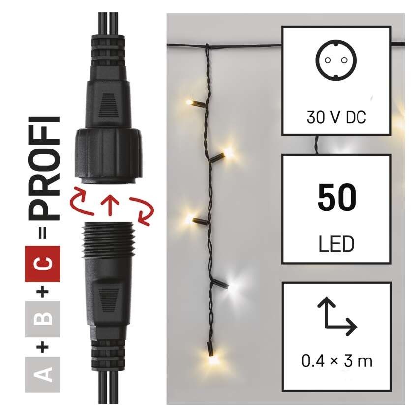 Profi LED Verbindungskette blinkend – Eiszapfen, 3 m, Außen, warmweiß/Kaltweiß