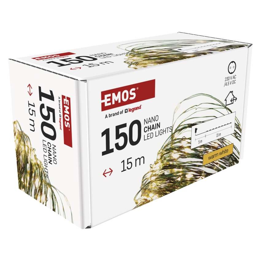 Dekoracje- 150LED nano łezki 15m ciepła biel, zielony przewód, IP44 timer