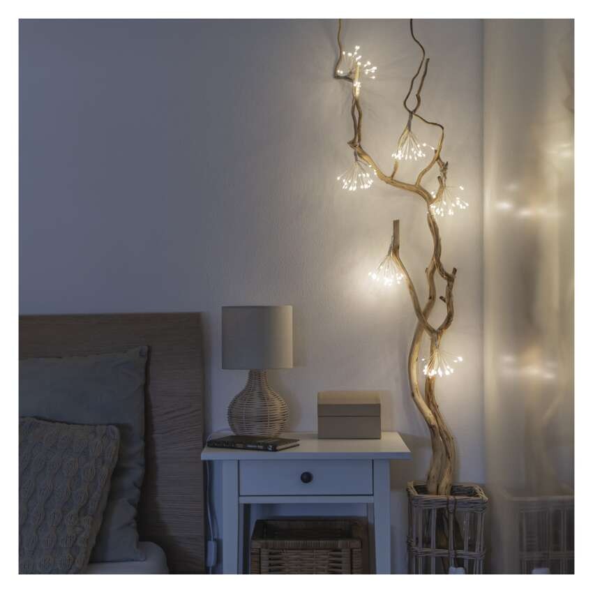 LED svetlobna veriga – svetleče cvetlice, nano, 2,35 m, notranja, topla bela, časovnik