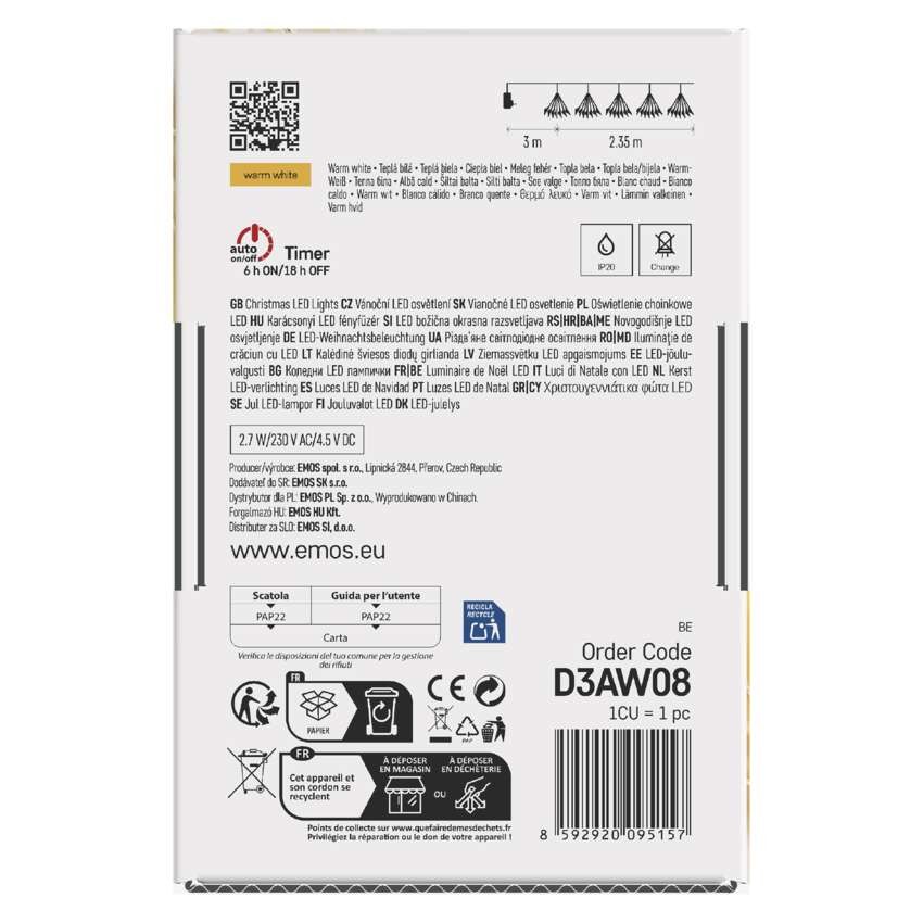LED svetlobna veriga – svetleče cvetlice, nano, 2,35 m, notranja, topla bela, časovnik