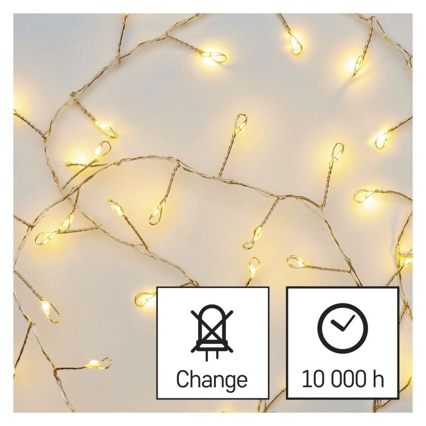 LED Weihnachtliche Nano-Kette – Igel, 2,4 m, 3x AA, Innen, warm-weiß, Timer