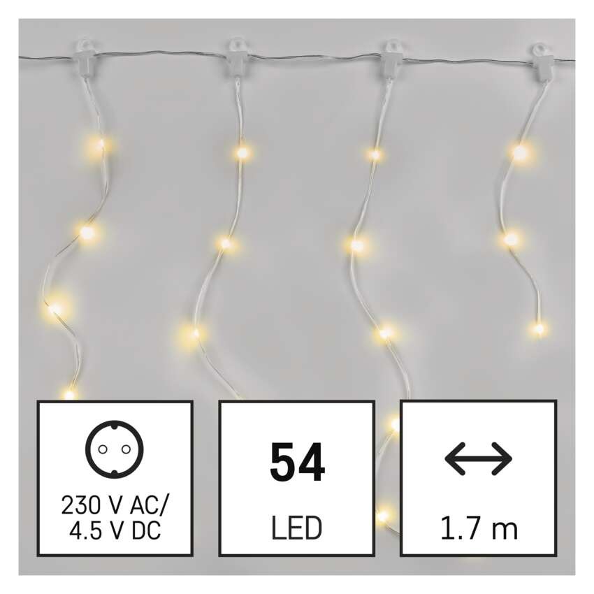 LED vánoční drop řetěz – rampouchy, 1,7 m, venkovní i vnitřní, teplá bílá, programy