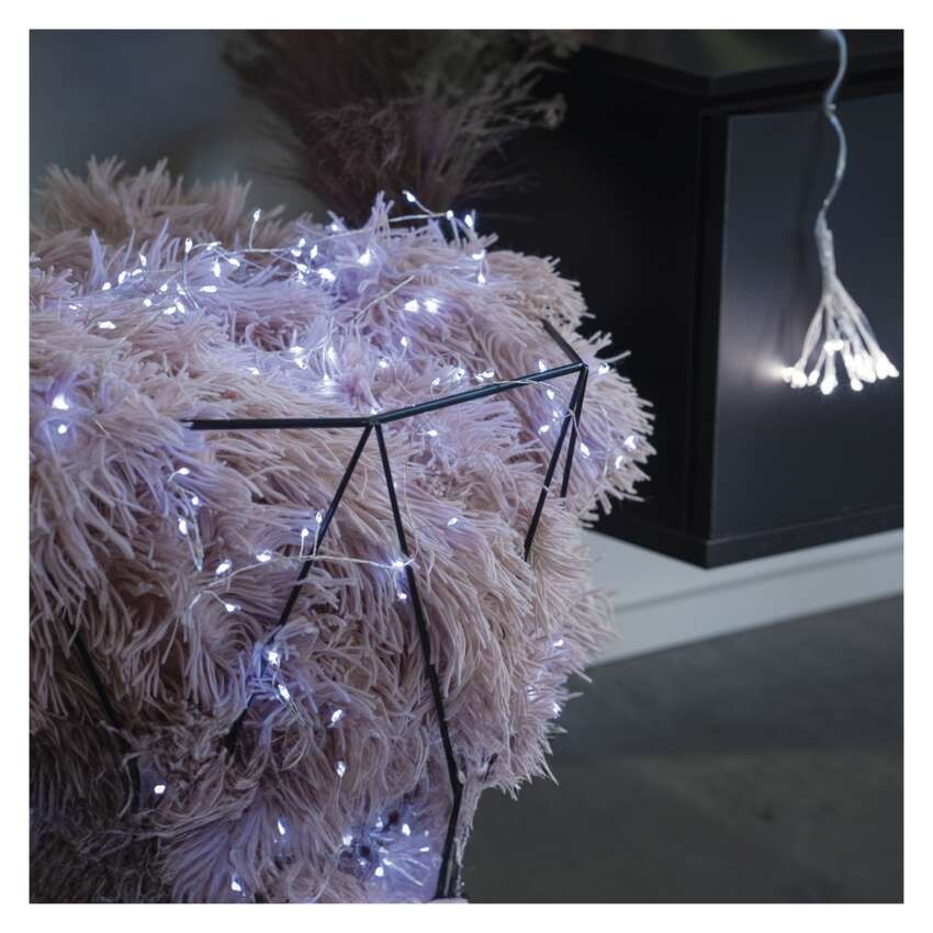 LED vánoční nano řetěz – ježek, 2,4 m, 3x AA, vnitřní, studená bílá, časovač