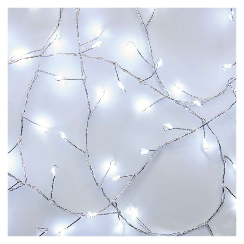 LED vánoční nano řetěz – ježek, 2,4 m, 3x AA, vnitřní, studená bílá, časovač