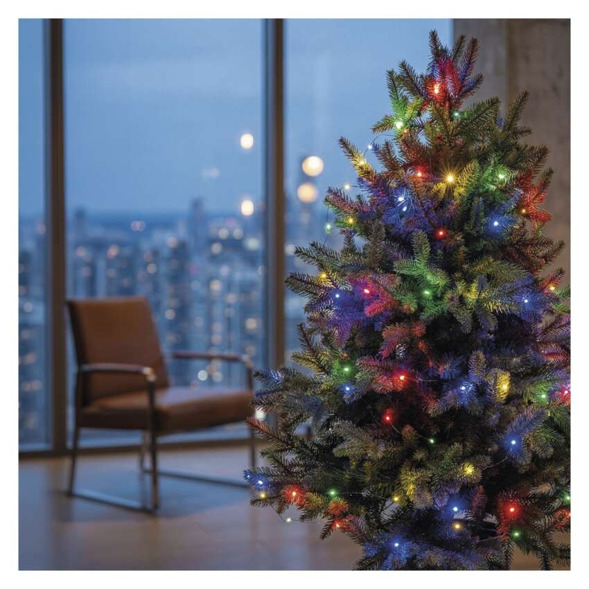 LED vánoční nano řetěz zelený, 7,5 m, venkovní i vnitřní, multicolor, časovač