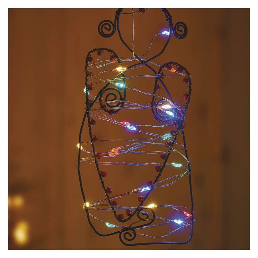 LED Weihnachtliche Nano-Kette, 1,9 m, 2x AA, Innen, Multicolor, Timer