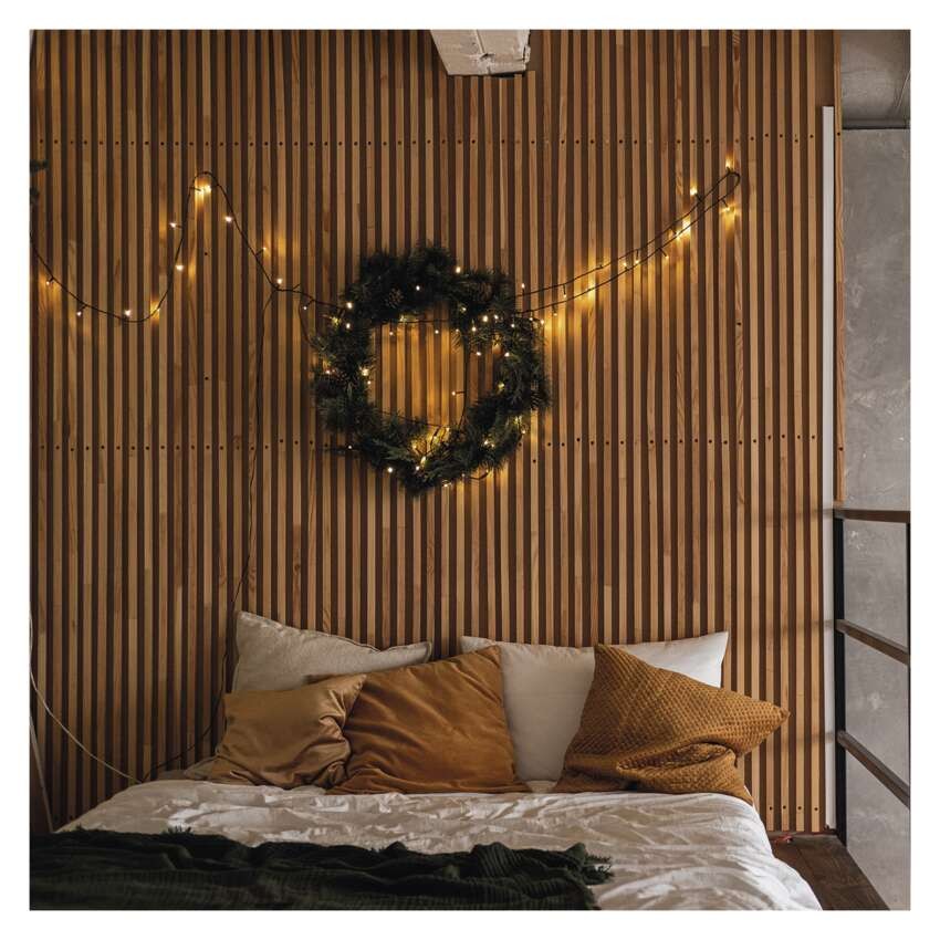 LED Weihnachtliche Lichterkette, 8 m, Außen/Innen, warmweiß, Timer