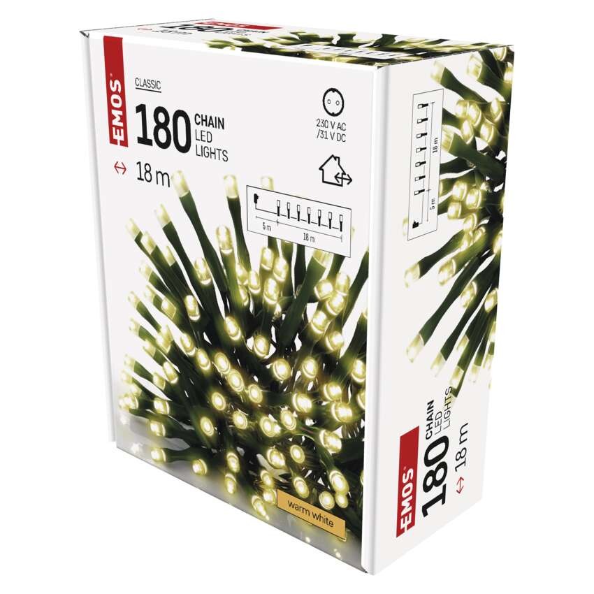 LED Weihnachtliche Lichterkette, 18 m, Außen/Innen, warmweiß, Timer