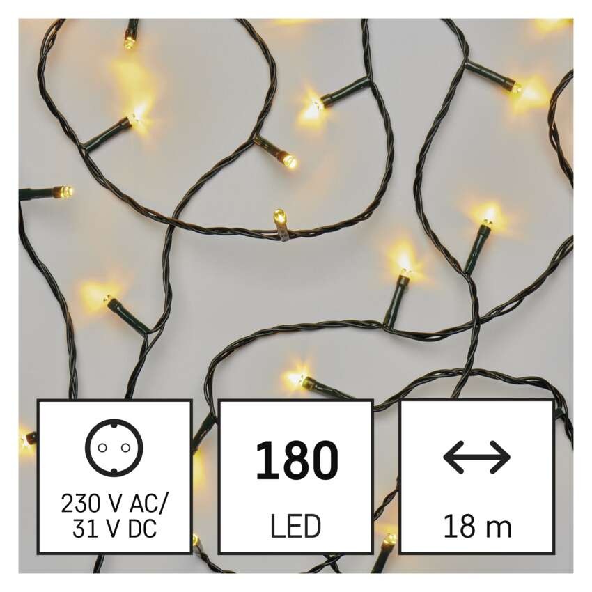 LED Weihnachtliche Lichterkette, 18 m, Außen/Innen, warmweiß, Timer
