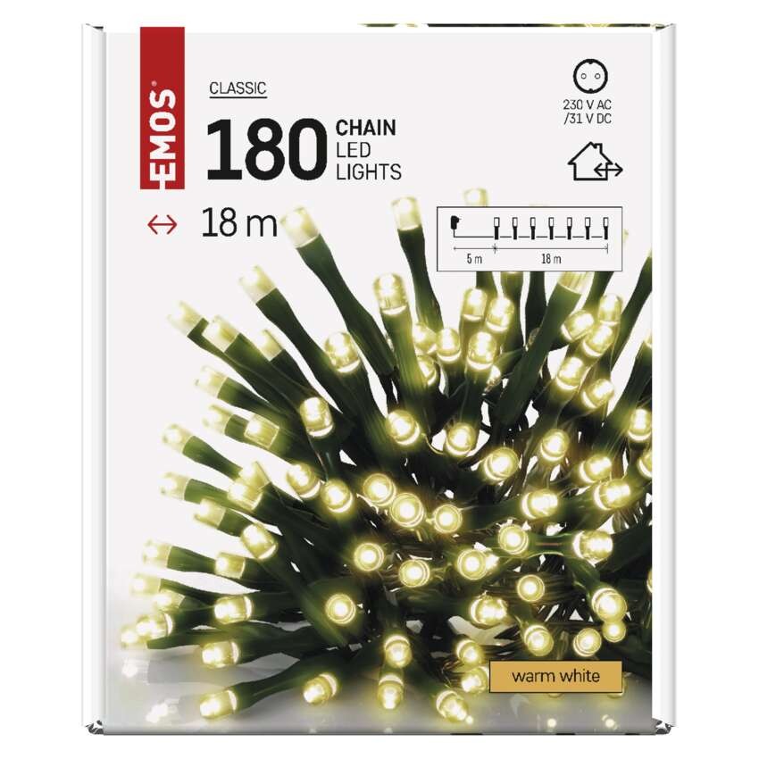 LED Weihnachtliche Lichterkette, 18 m, Außen/Innen, warmweiß, Timer