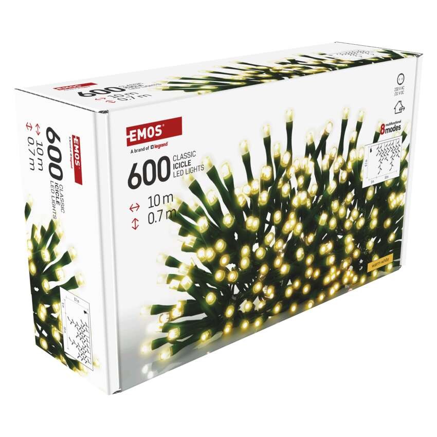 LED jõulujääpurikad, 10 m, õue/tuppa, soe valge, 8 režiimi