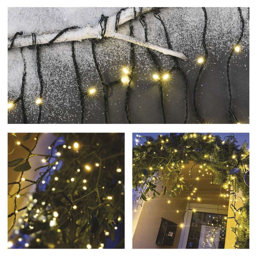 LED jõulujääpurikad, 10 m, õue/tuppa, soe valge, 8 režiimi