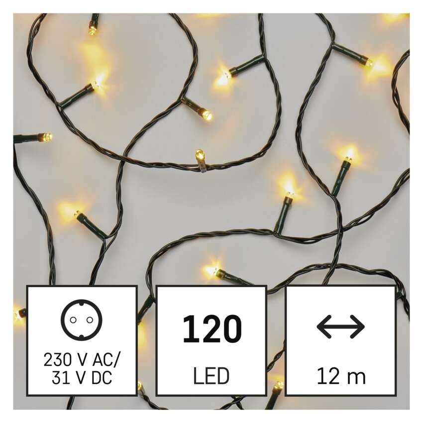 LED Weihnachtliche Lichterkette grün, 12 m, Außen/Innen, warmweiß