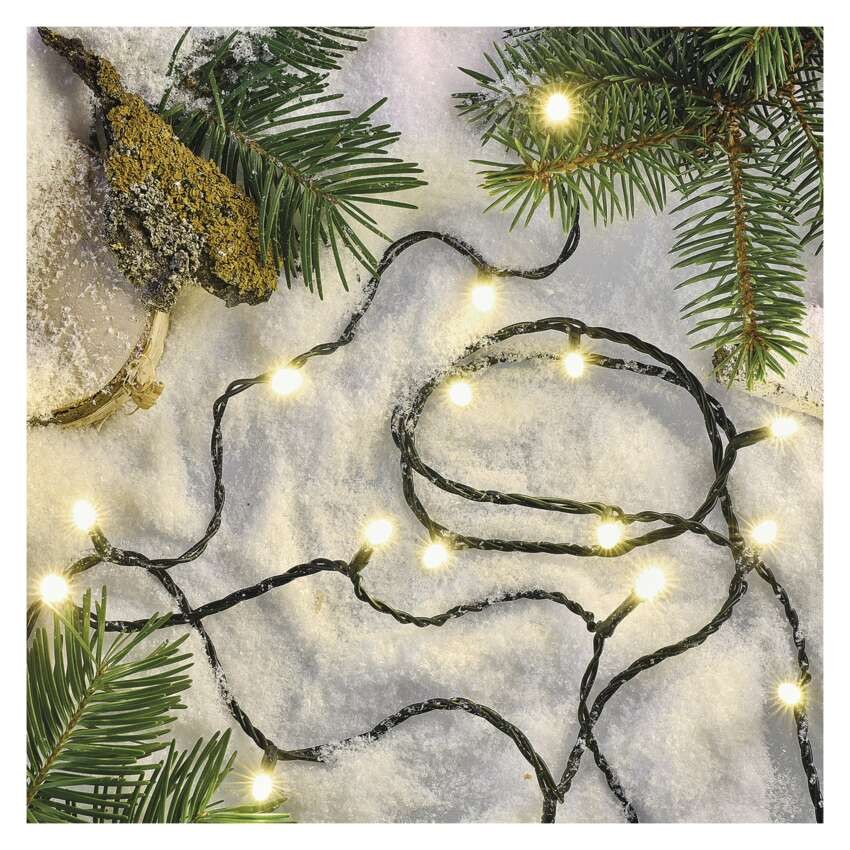 LED Weihnachtliche Lichterkette grün, 12 m, Außen/Innen, warmweiß
