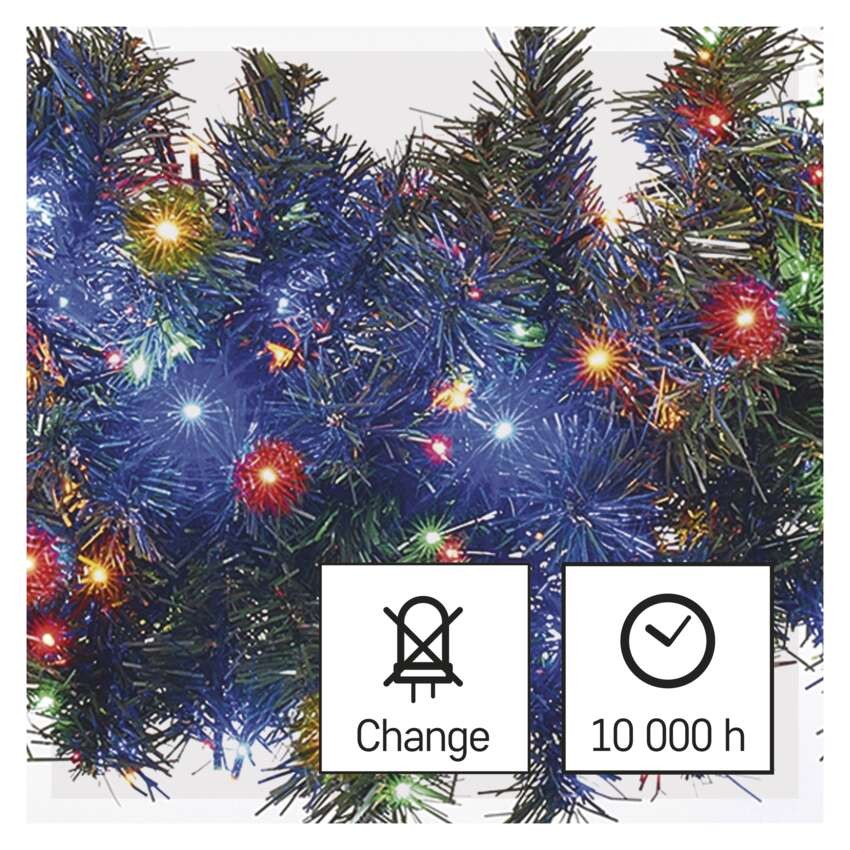 LED karácsonyi fényfüzér – süni, 12 m, kültéri és beltéri, többszínű, időzítő