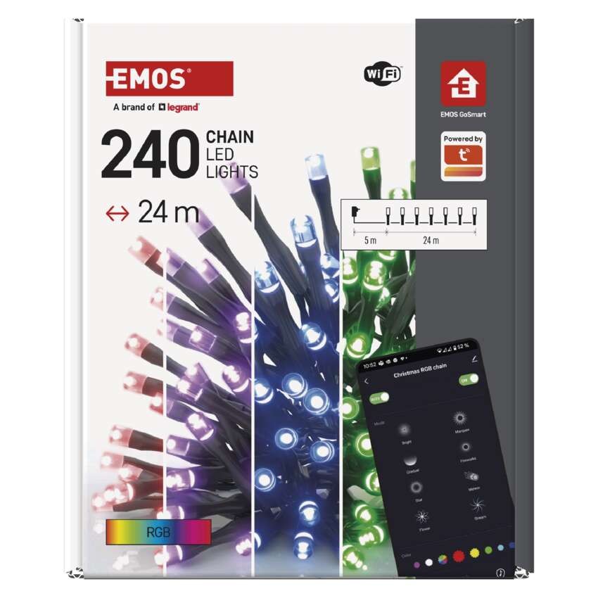 GoSmart LED Weihnachtliche Lichterkette, 24 m, Außen/Innen, RGB, Programme, Timer, WiFi