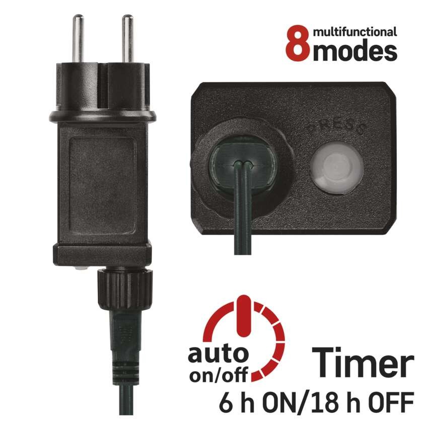 LED Weihnachtliche Lichterkette, 4 m, Außen/Innen, Multicolor, Programme, Timer