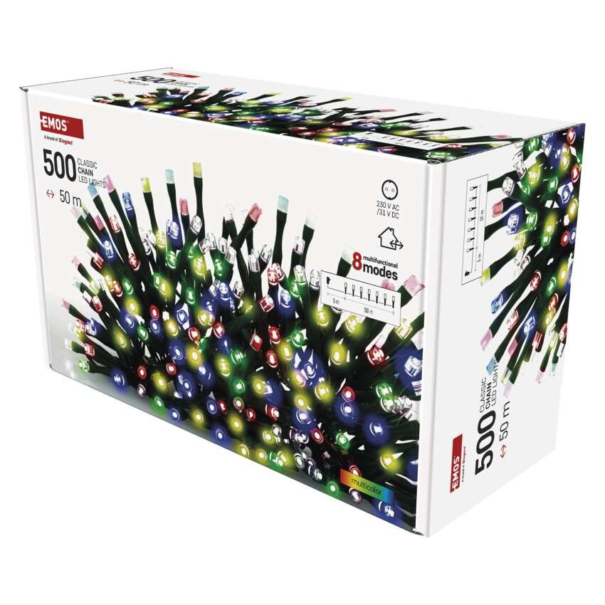 LED Weihnachtliche Lichterkette, 50 m, Außen/Innen, Multicolor, Programme, Timer