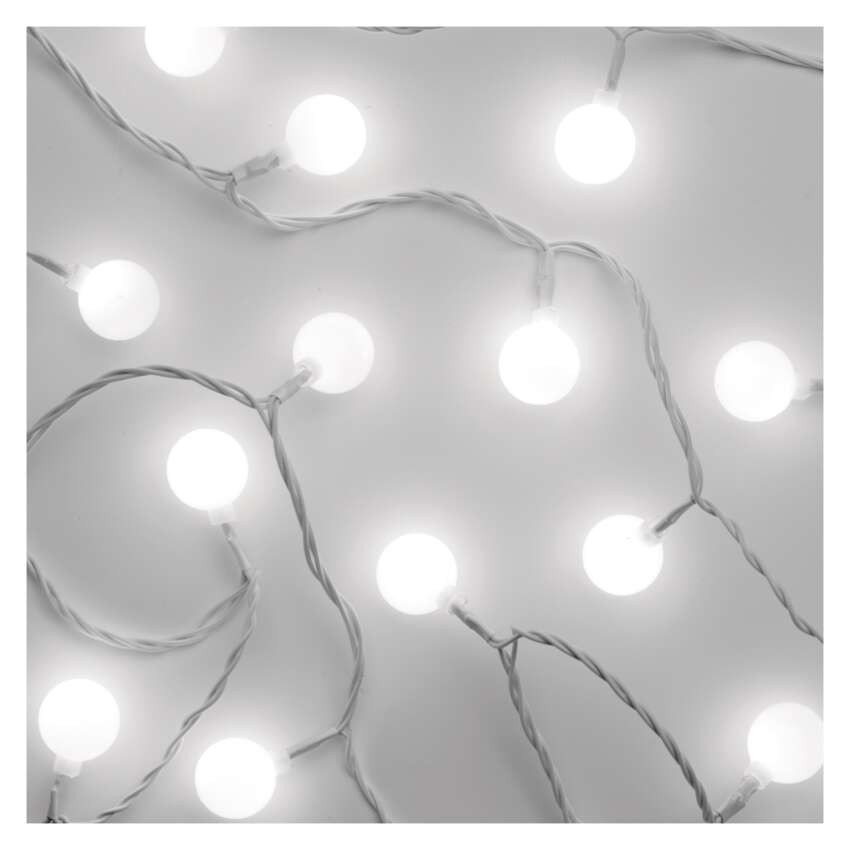 LED Weihnachtslichterkette Cherry – Kugeln 2,5 cm, 4 m, Außen und Innen, kaltweiß, Timer