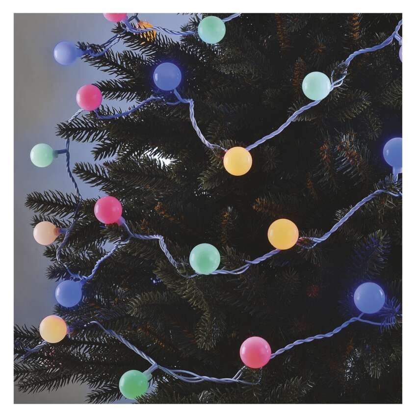 LED Cherry Lichterkette – Kugeln 2,5 cm, 4 m, Außen und Innen, multicolor, Timer