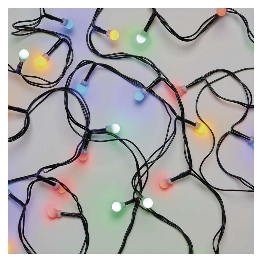 LED vánoční cherry řetěz – kuličky, 8 m, venkovní i vnitřní, multicolor, programy, časovač