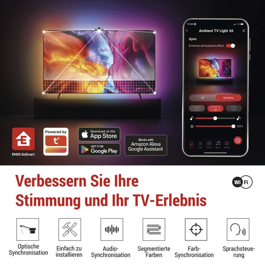 GoSmart Ambient LED RGB Beleuchtung für TV 65“ (164 cm)