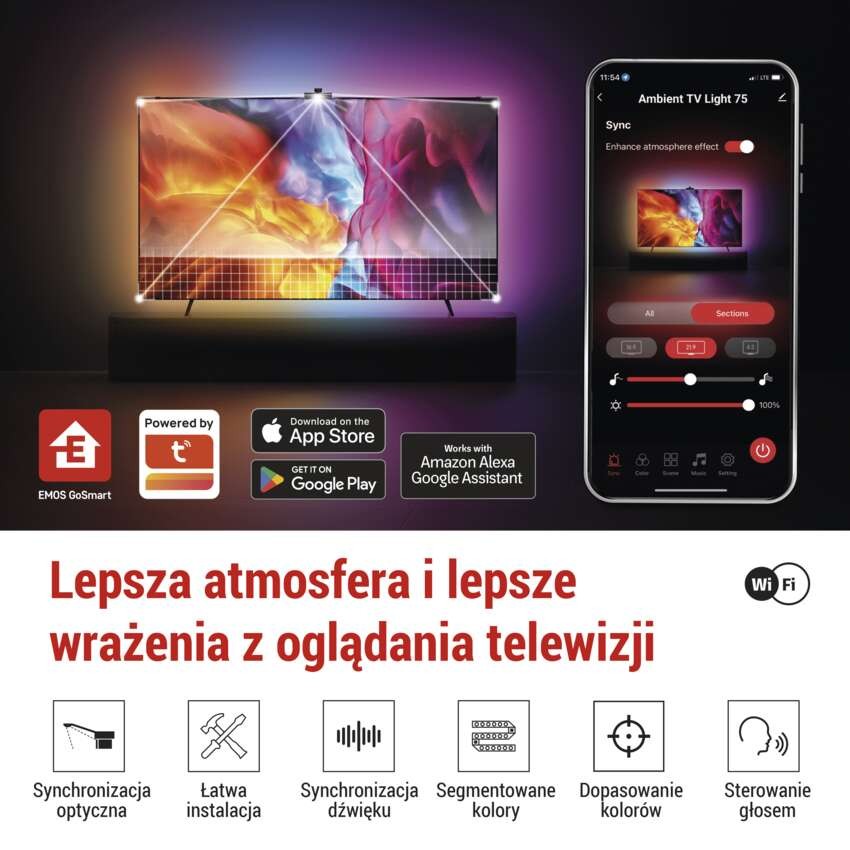 GoSmart Oświetlenie Ambilight LED RGB do TV 65“ (164 cm)
