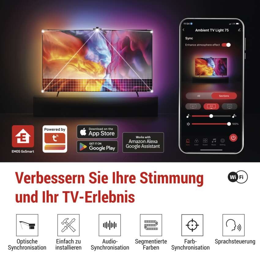 GoSmart Ambient LED RGB Beleuchtung für TV 75“ (189 cm)