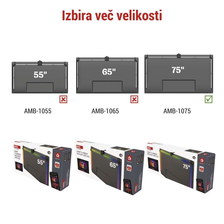 GoSmart Ambientna LED RGB osvetlitev za TV 75“ (189 cm)