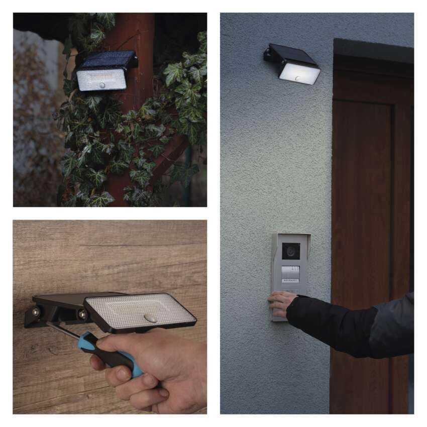 EMOS LED SOLAR reflektor hordozható SOLO, PIR, 1000lm IP54 természetes fehér