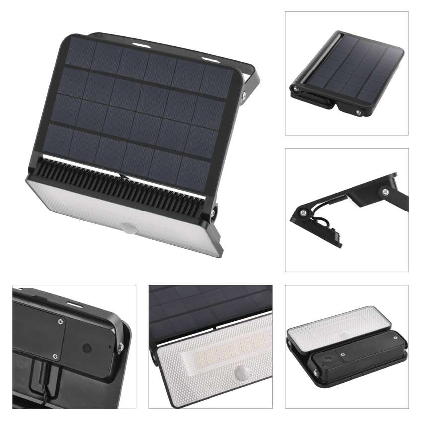 Solární LED reflektor SOLO s pohybovým čidlem, černý, neutrální bílá