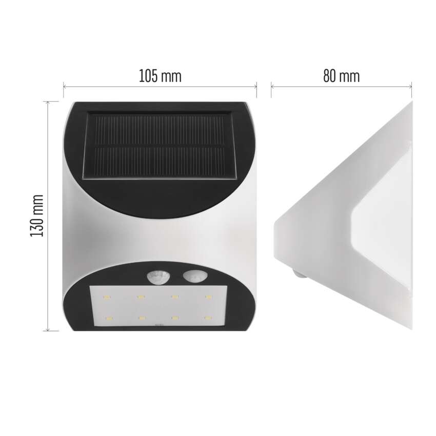 Solární LED svítidlo LUMI s pohybovým čidlem, bílé, neutrální bílá