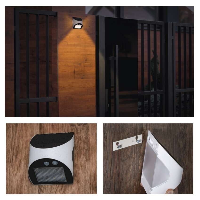 Solární LED svítidlo LUMI s pohybovým čidlem, bílé, neutrální bílá