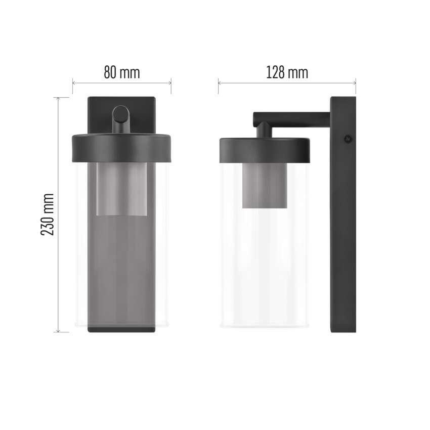 Garten-Wandleuchte ZALA,  12,8 × 8,0 × 23,0 cm, 1 × E27, 15 W