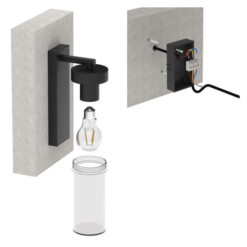 Garten-Wandleuchte ZALA,  12,8 × 8,0 × 23,0 cm, 1 × E27, 15 W