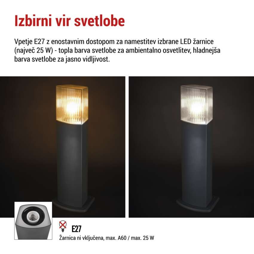 Vrtna stoječa svetilka LANA, 15,3 x 13,3 x 45 cm, 1 x E27, 25 W