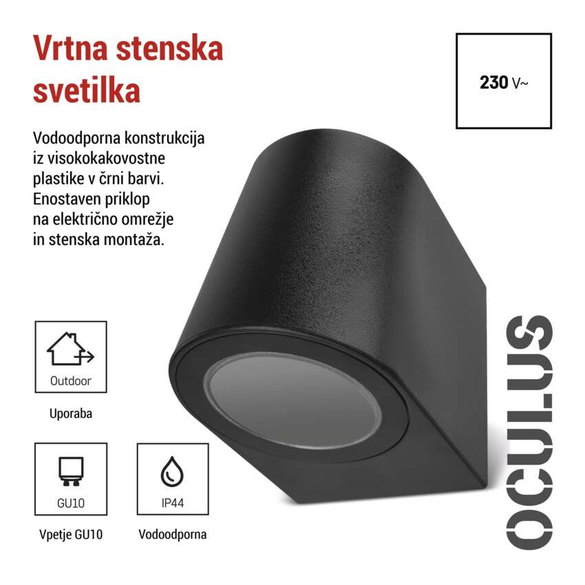 Vrtna stenska svetilka OCULUS, 8,8 x 6,7 x 8 cm, 1 x GU10, 1× 7W