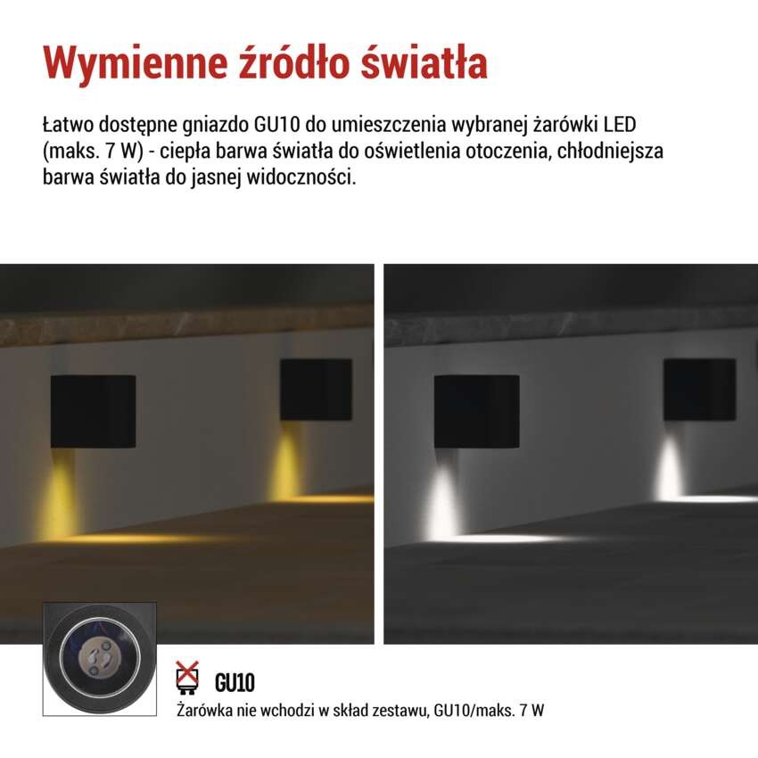 Lampa naścienna Garden OCULUS 8cm, na żarówkę GU10, 1× 7W, IP44