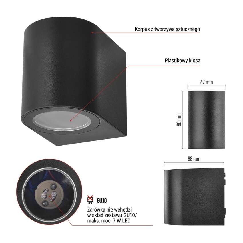 Lampa naścienna Garden OCULUS 8cm, na żarówkę GU10, 1× 7W, IP44