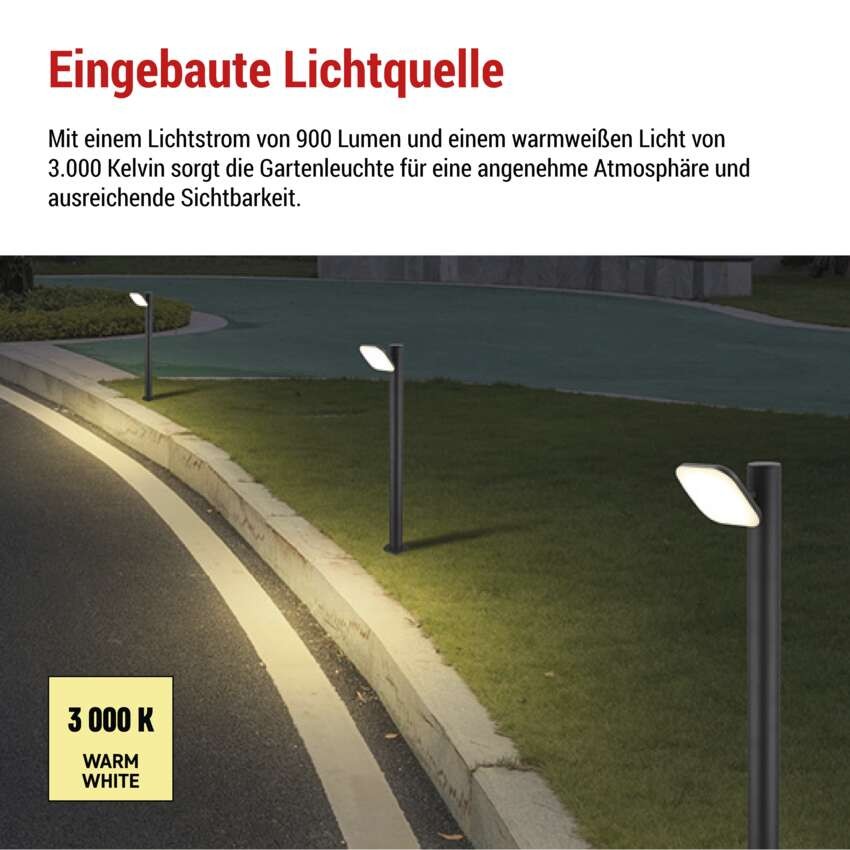 LED Garten-Pollerleuchte NIKA, 12 x 12 x 80 cm, 12,5 W, warmweiß
