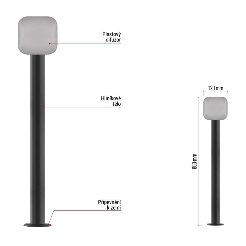 LED zahradní sloupkové svítidlo NIKA, 12 x 12 x 80 cm, 12,5 W, teplá bílá