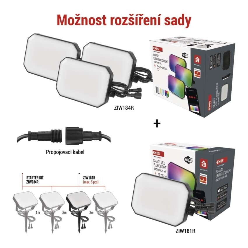 GoSmart venkovní LED reflektor, rozšiřující sada, 1 díl, 4 W, RGBIC stmívatelné, WiFi