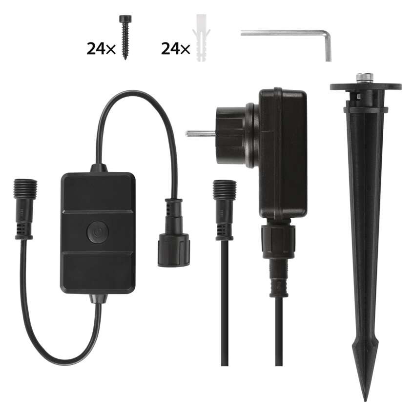 GoSmart LED-Außenstrahler, Starter-Set, 3-teilig, 14 W, RGBIC dimmbar, WiFi